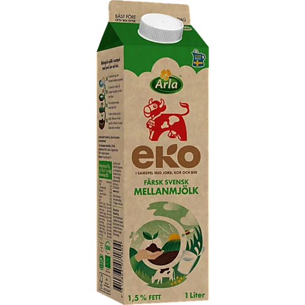 Mellanmjölk Eko Laktosfri 1,5%